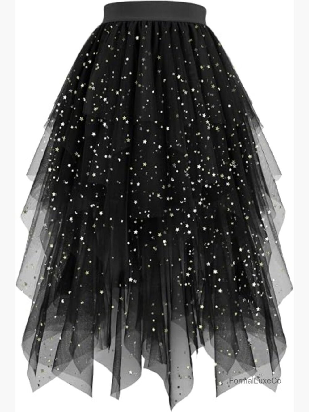 High Low Tulle A-Line Midi Skirt Irregular Tutu Skirt Layered